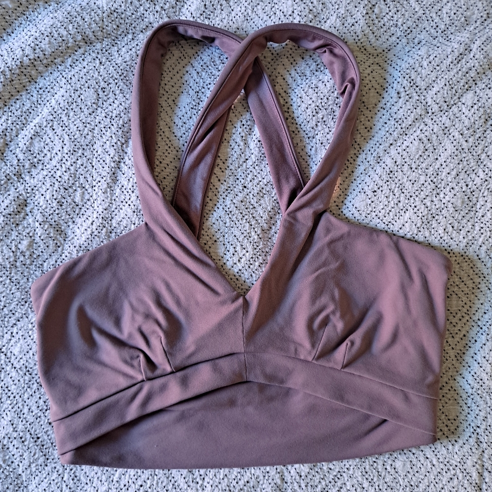 Mauve Alo V Neck Sports Bra